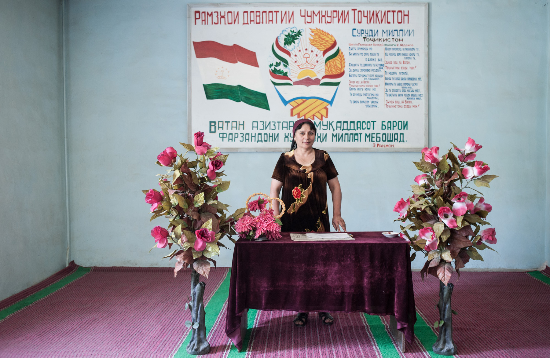 Konstantin Salomatin - 08 At the village council (the wedding office as well). Zumkhor Shamsitdinova, provides an official wedding registration. She is also a deputy mayor. Tajikistan, Sugd region, Asht township.