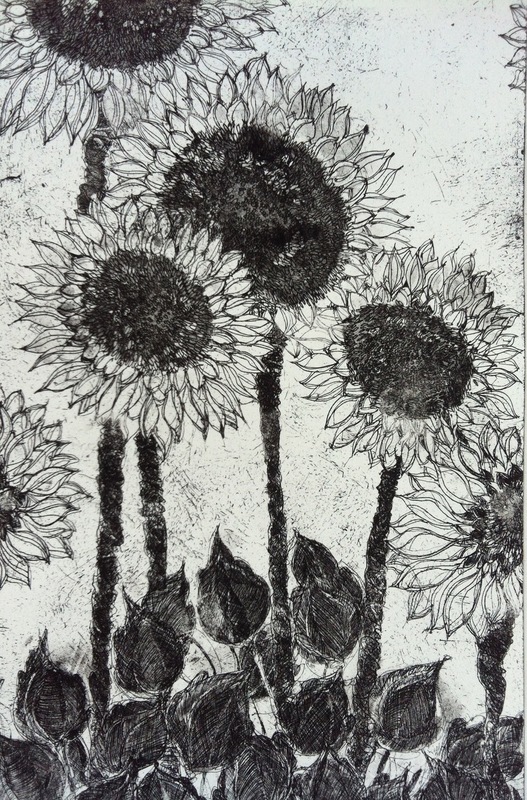 DIANA DAYMOND ART AND DESIGN - BLACK SUNFLOWERS